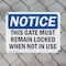Signmission This Gate Must Remain Locked When Not In Use, 10 in W x Rectangle, Plastic OS-2PACK-NS-P-710-L-18618 - alternate 3